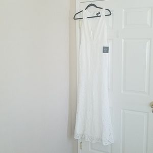 Lulus White Lace Maxi Gown Dress Sleeveless
